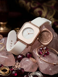 Ceas Elegant Rose Gold cu Curea Albă – Timeless White