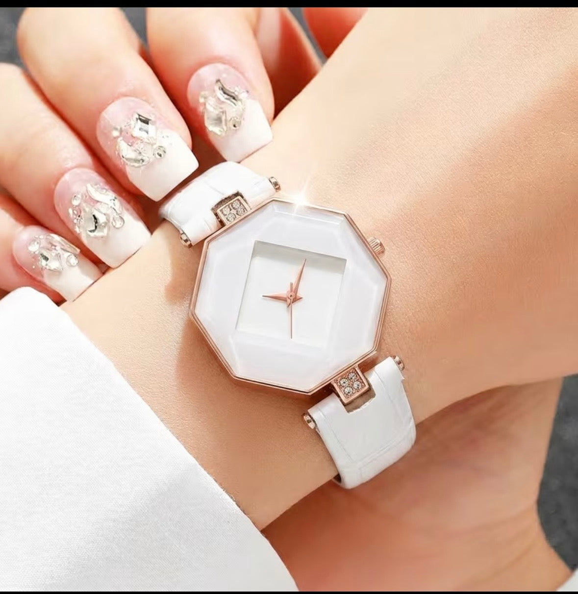 Ceas de Dama Octagon Pure White