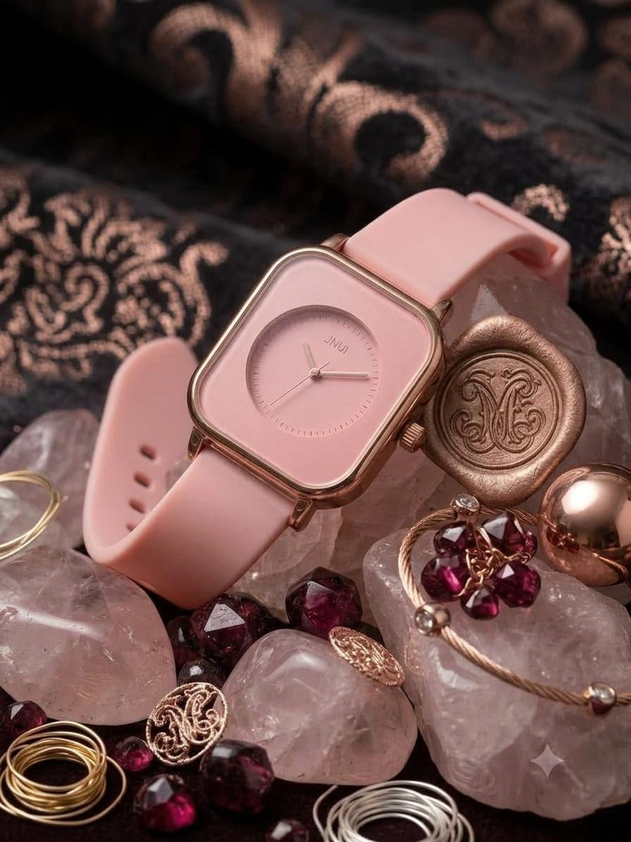 Ceas Elegant cu Curea Roz – Pinky JHUI