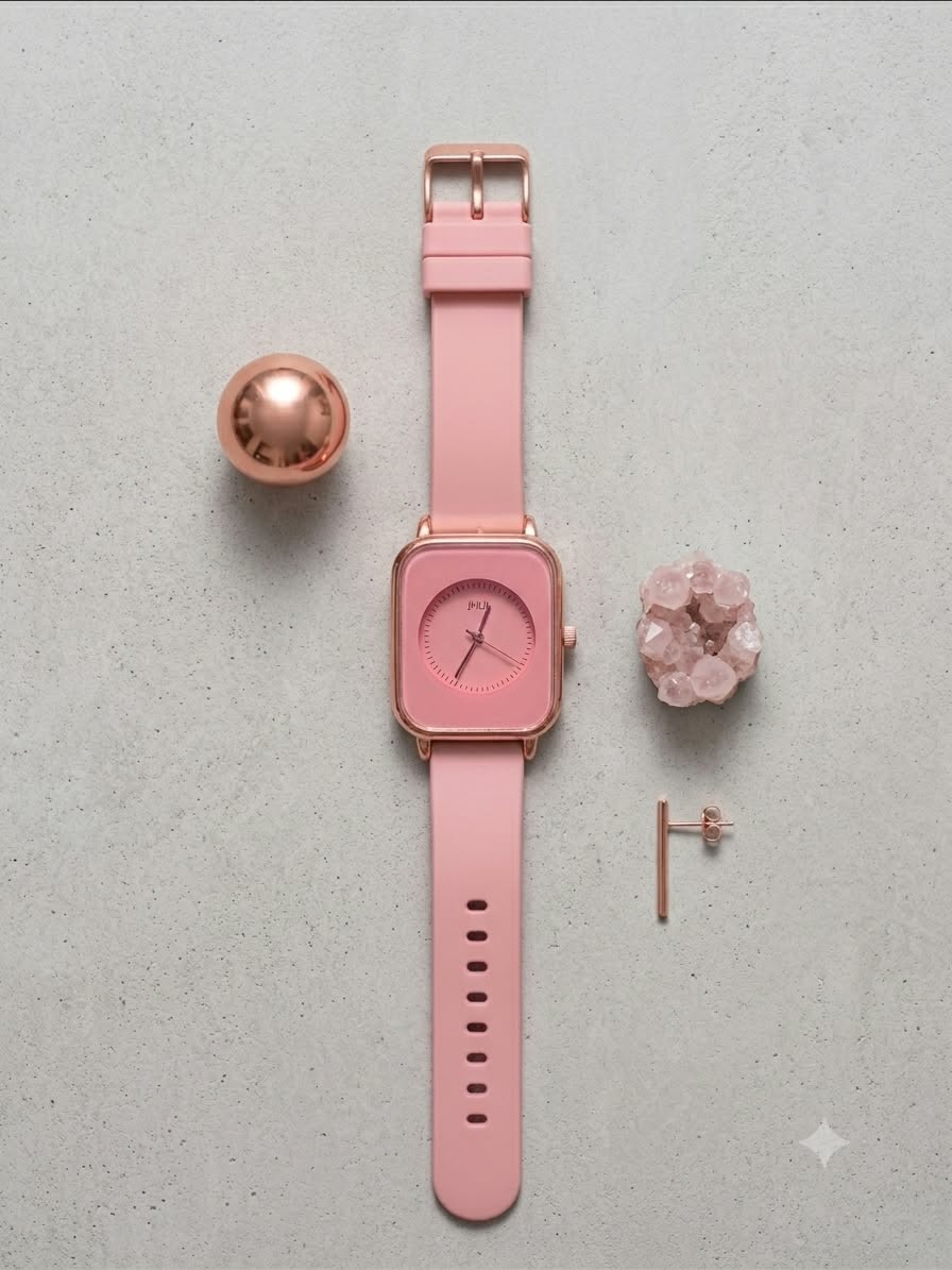 Ceas Elegant cu Curea Roz – Pinky JHUI