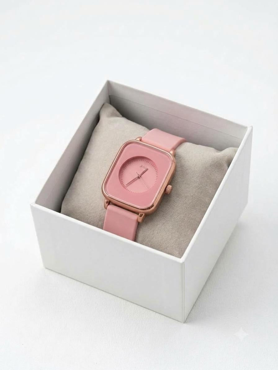 Ceas Elegant cu Curea Roz – Pinky JHUI