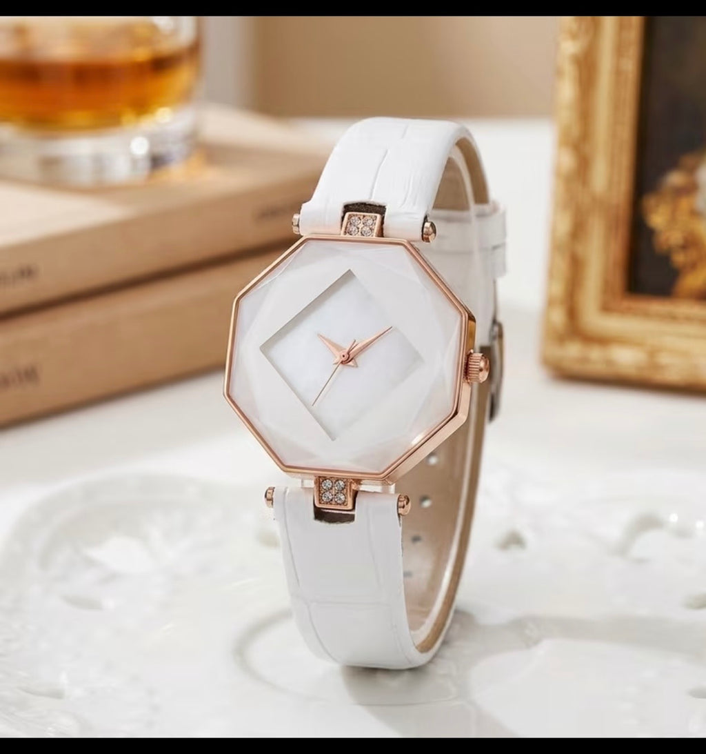 Ceas de Dama Octagon Pure White