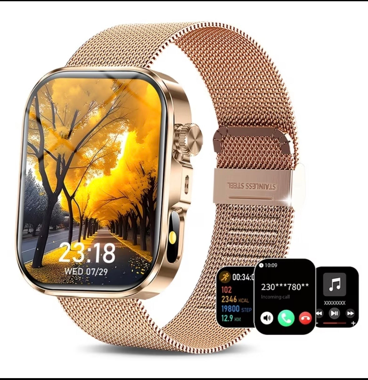 Smartwatch Gold Metallic– Brățară Metalică Milanese