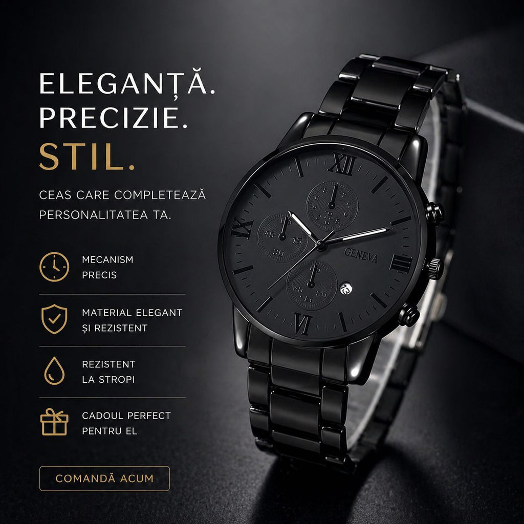 Ceas Bărbătesc Geneva Full Black Elegant