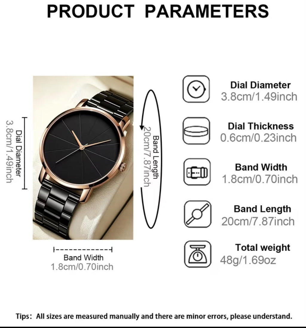 Ceas Bărbătesc Elegance – Negru Mat cu Accent Rose Gold