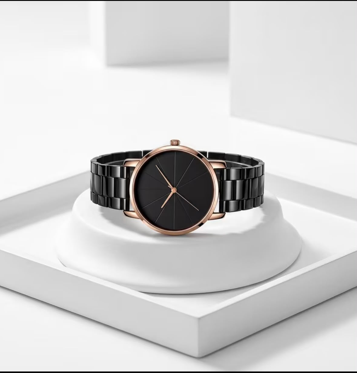 Ceas Bărbătesc Elegance – Negru Mat cu Accent Rose Gold